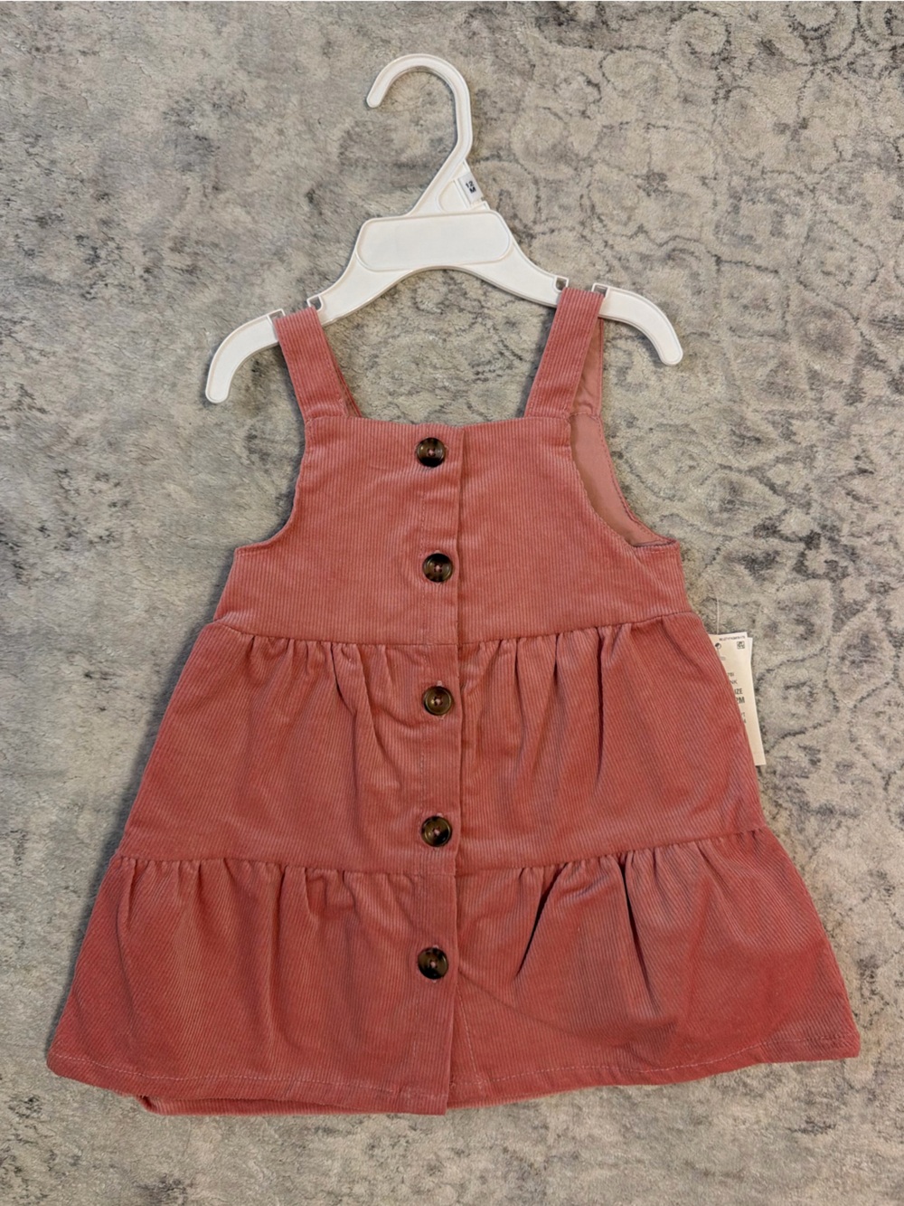 Baby Girls Rust Pink Corduroy Button-Front Dress 12M NWT